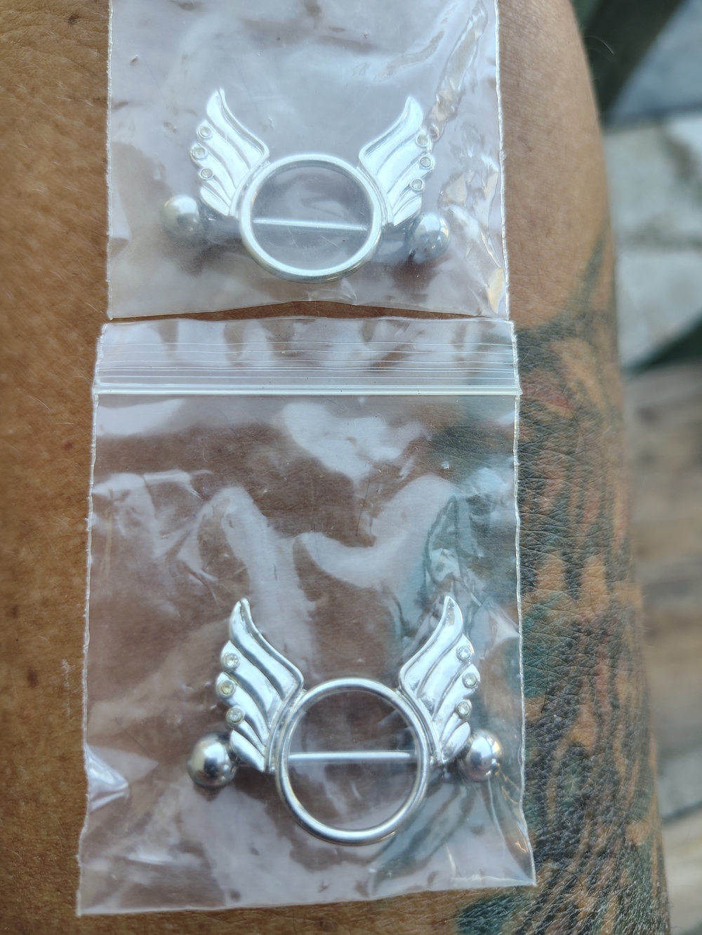 Winged Circle Nipple Body Jewelry/ 316L/ Barbell Style/ See Info